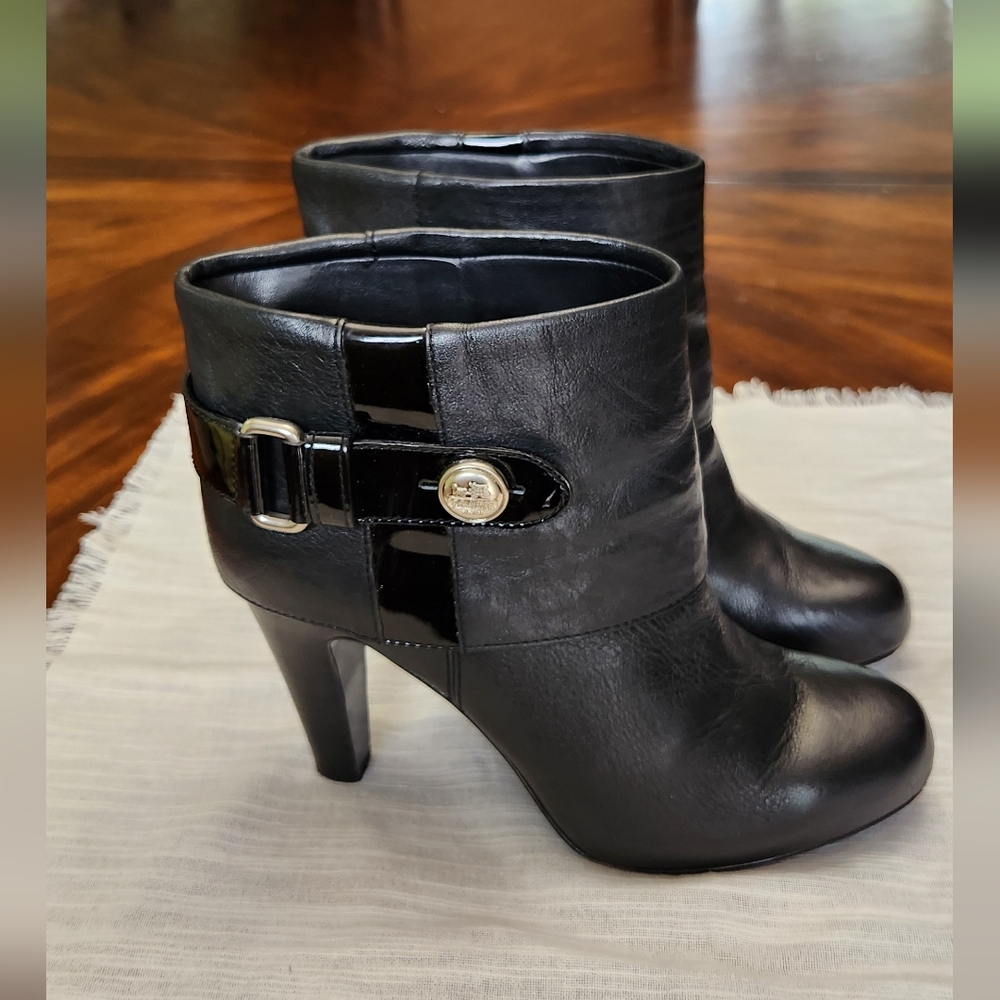 COACH Vintage Boots with Buckle - Black Leather, slight platform size 8